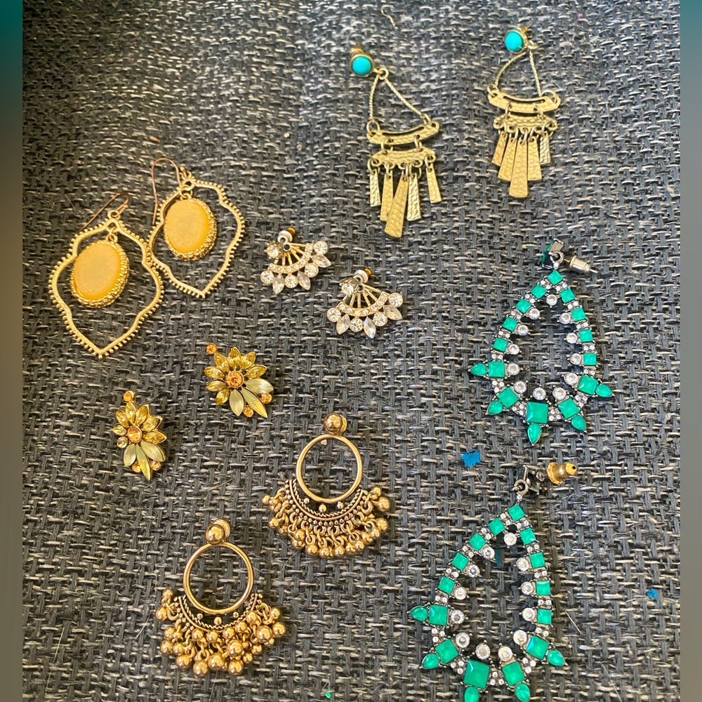 Bundle of costume earrings. Fun to accessorize any outfit.
